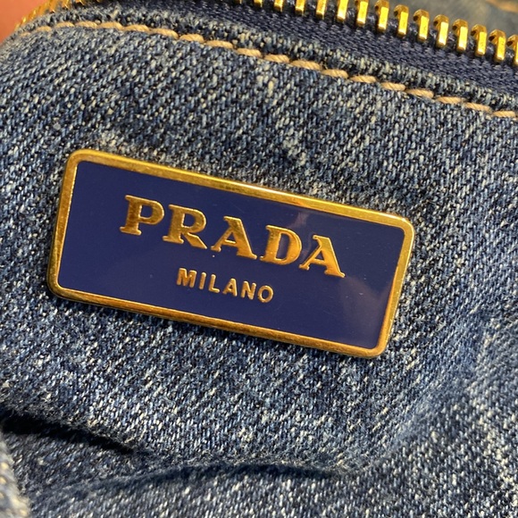 PRADA Canapa Large Denim Tote Hand Bag and Cards - Picture 13 of 13